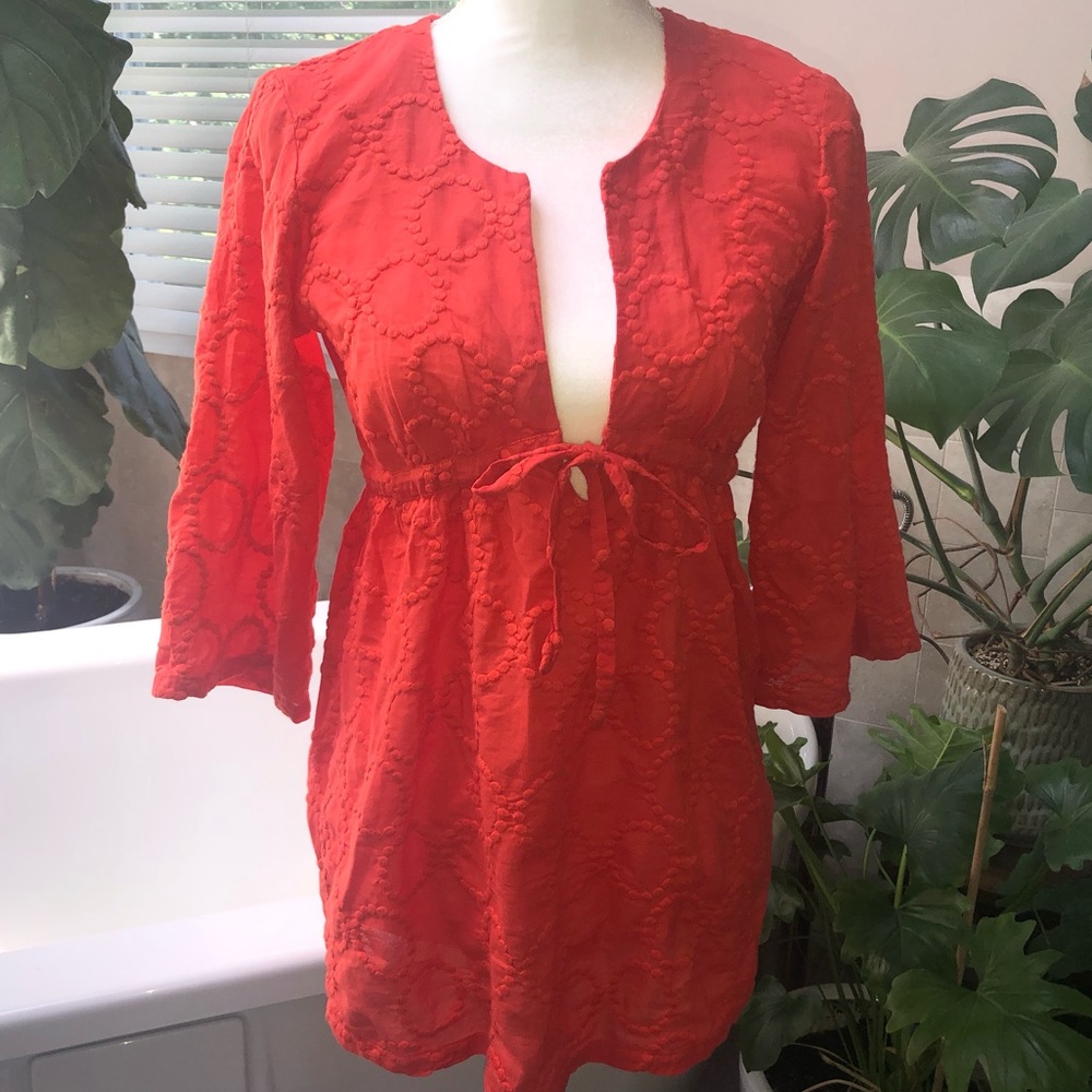 Jcrew orange deep v cover up size XS